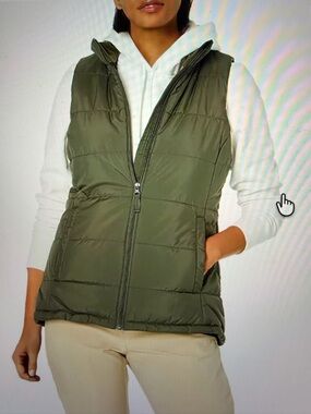 Amazon Essentials Olive Green Quilted Puffer Vest Small NWT